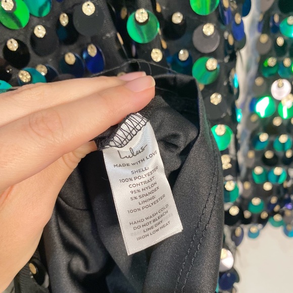Lulu's Exceptional Radiance Black Multi Iridescent Sequin Backless Mini Dress - Picture 7 of 10